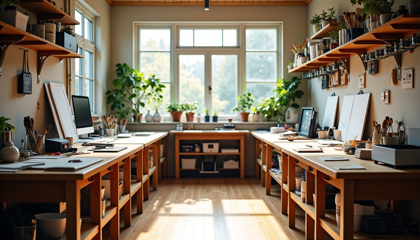 Illustration : s et assurez-vous qu'aucun équipement ne projette d'ombre — aménager un atelier maison créatif et fonctionnel ?