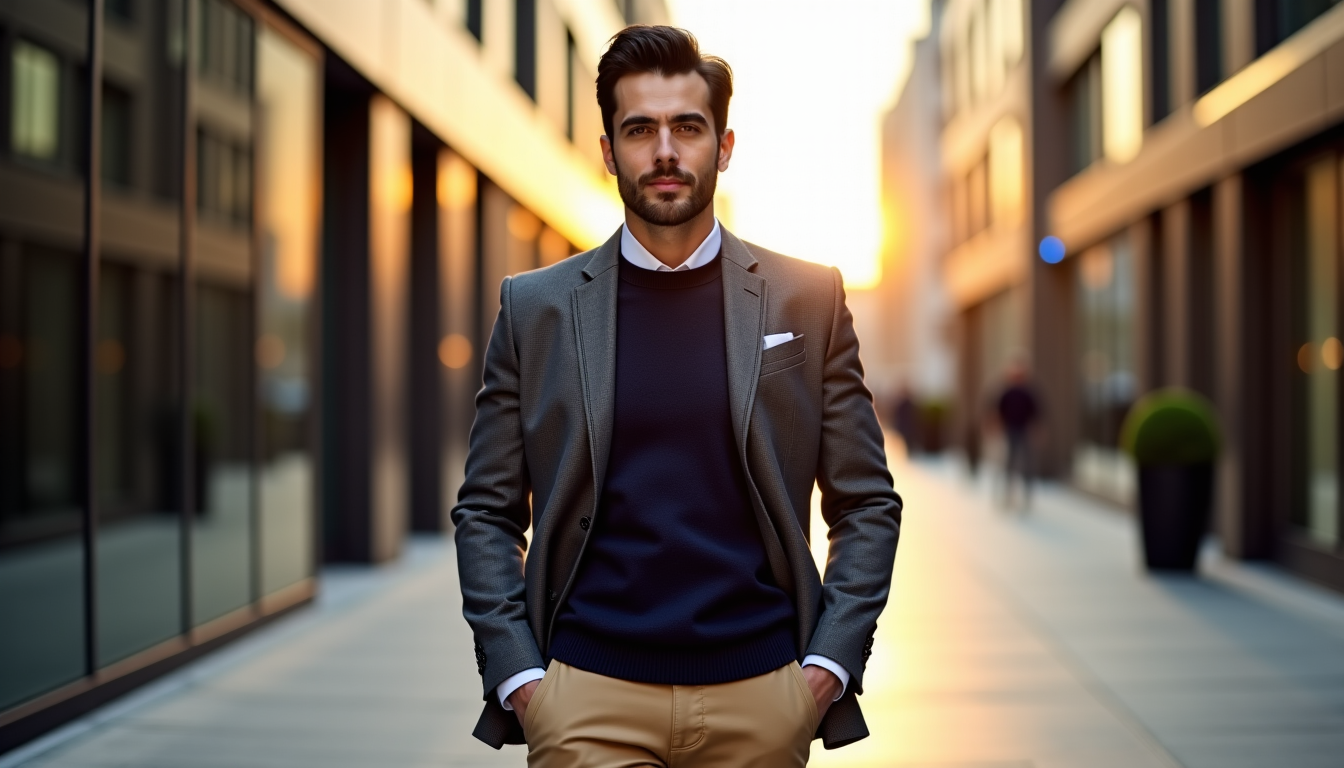 Illustration : chaque situation a sa tenue, et le pull, — associer son pull à un costume ou un chino sans faute de goût ?