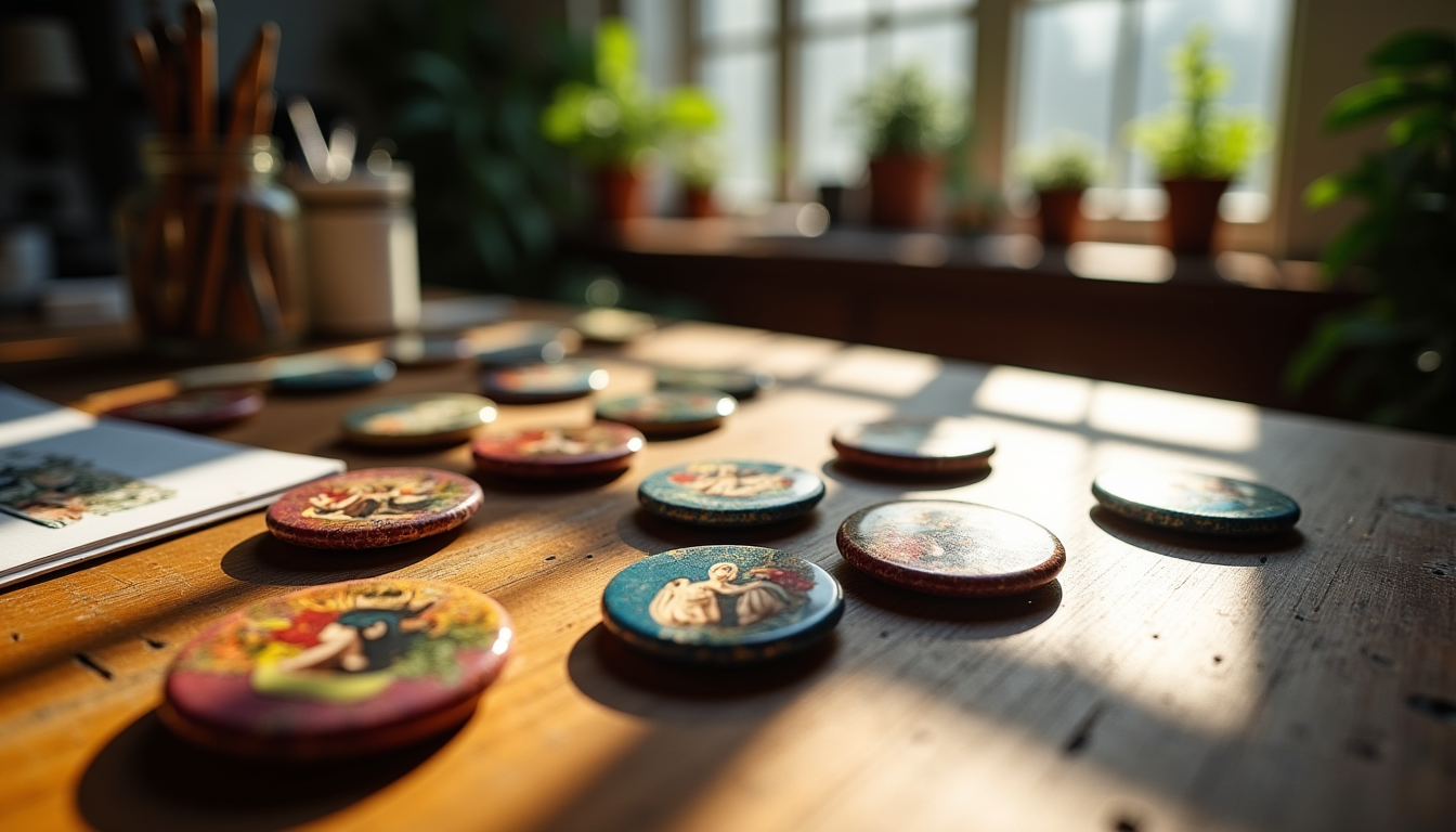 Illustration : "l'art lave notre âme de la poussière du — je crée des badges avec des motifs inspirés de tableaux ou de peintures célèbres