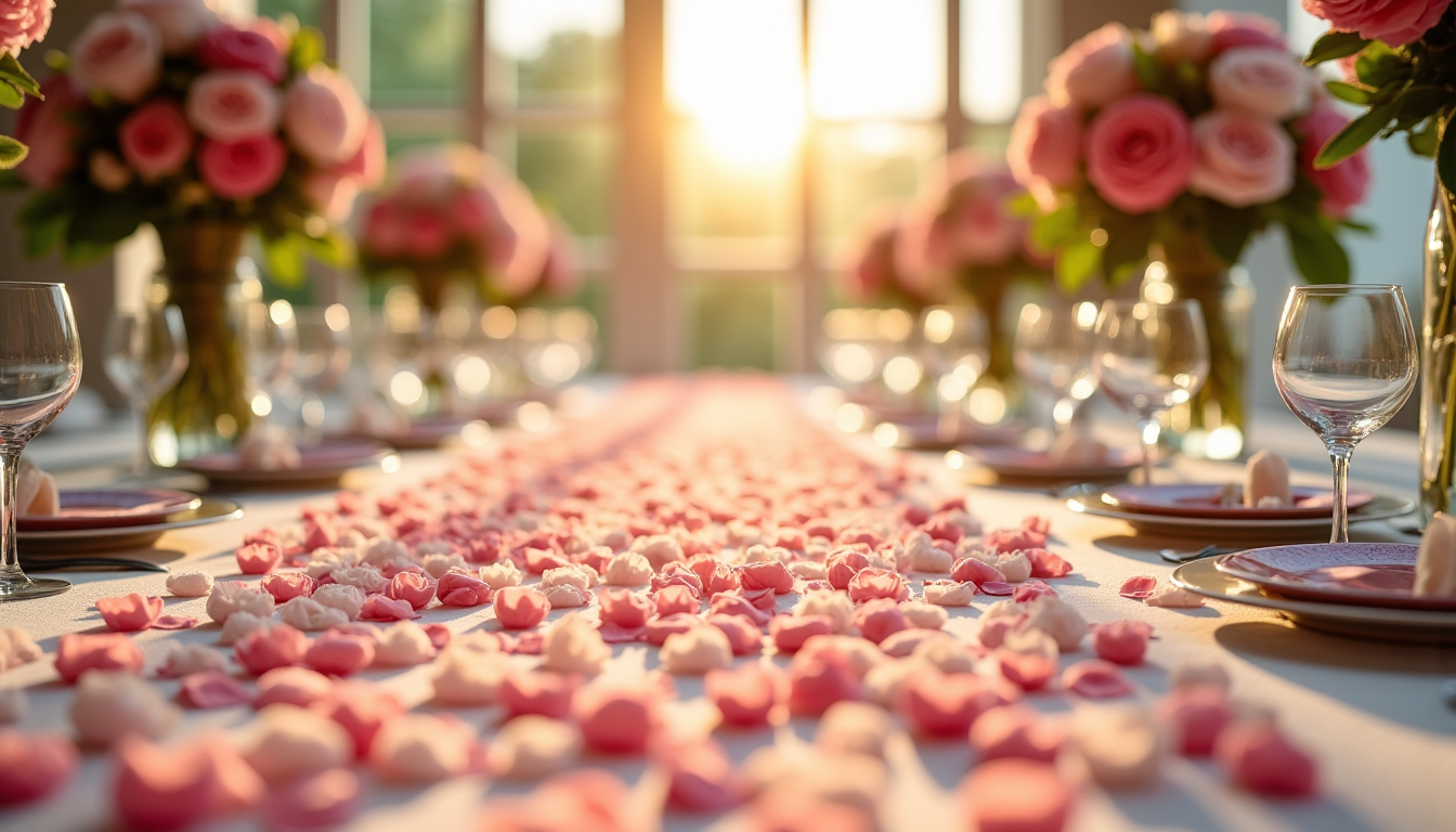 idées créatives pour sublimer votre décoration de mariage — de petits détails, comme un tapis de pétales