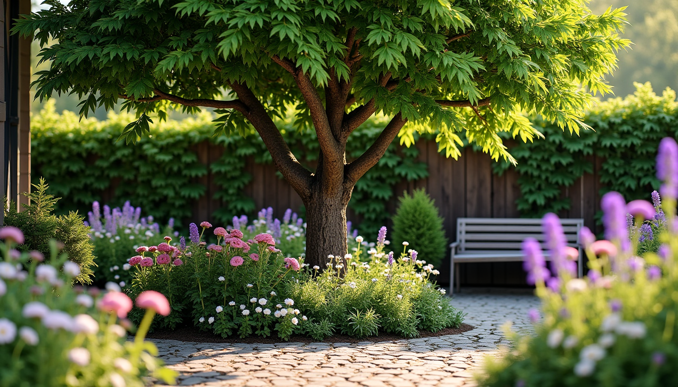 Illustration : un arbre spécimen peut devenir le point focal — astuces simples pour un coin jardinage réussi et créatif