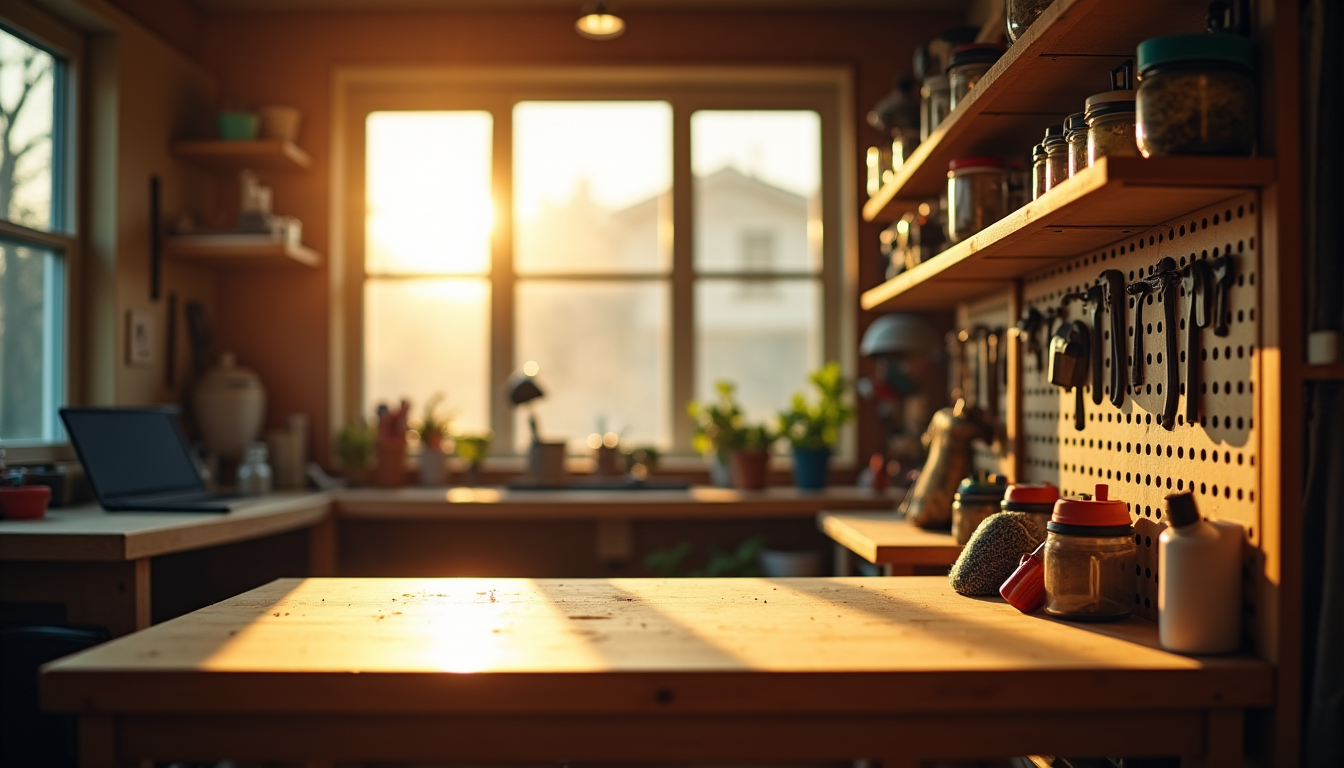 créer un atelier maison : astuces et idées pratiques — ette zone, même symboliquement, pour créer une séparation