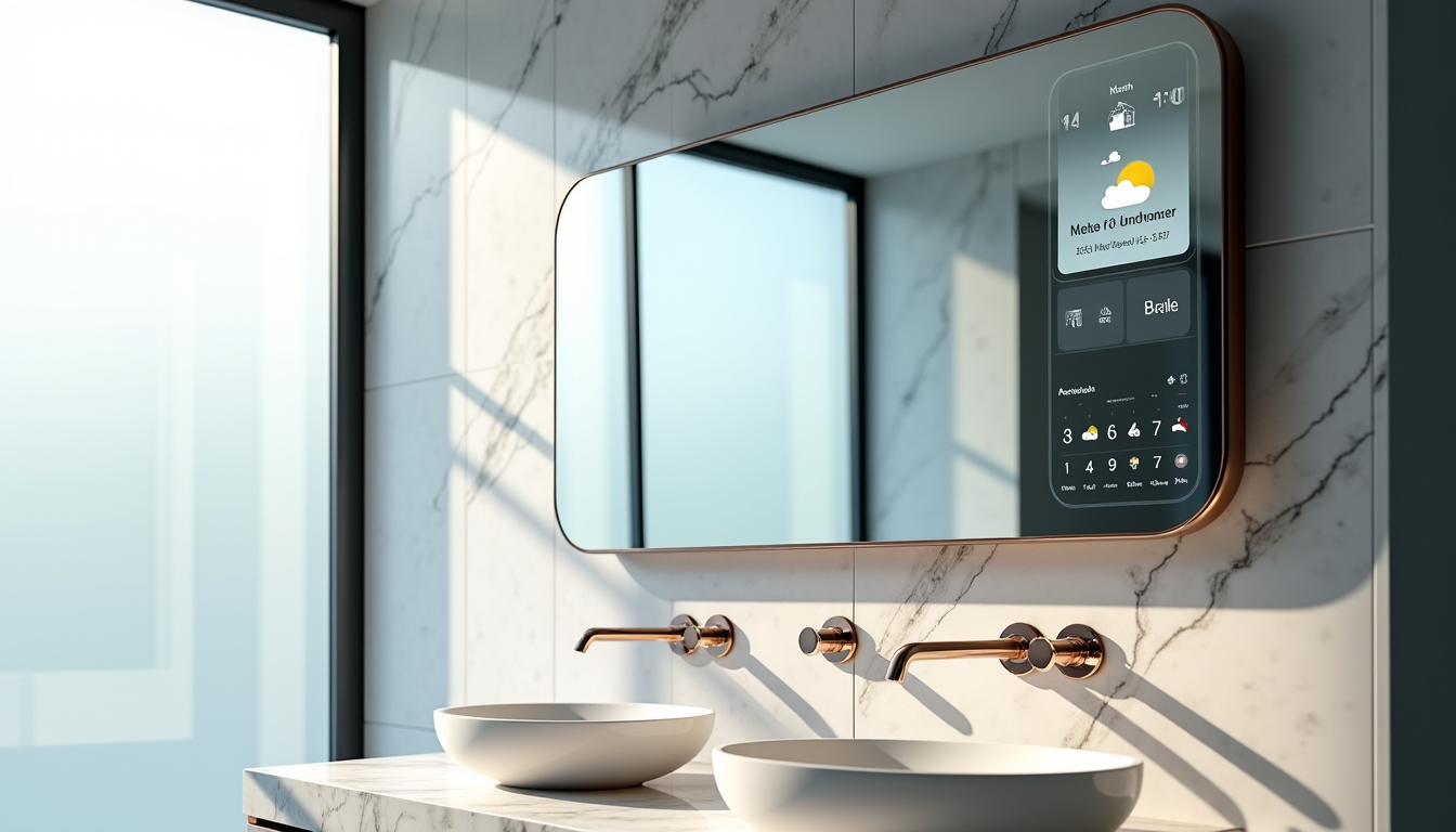Illustration : l'ère du miroir passif est révolue. aujourd'hui, la — tendances incontournables pour un miroir de salle de bain design