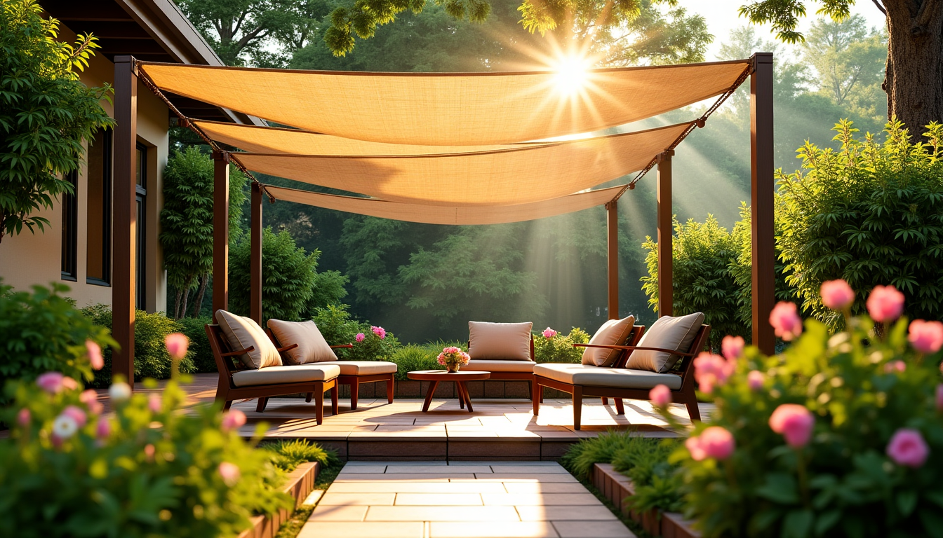 créer un espace jardin relaxant chez soi — e. des voiles d'ombrage bien positionnées apportent également