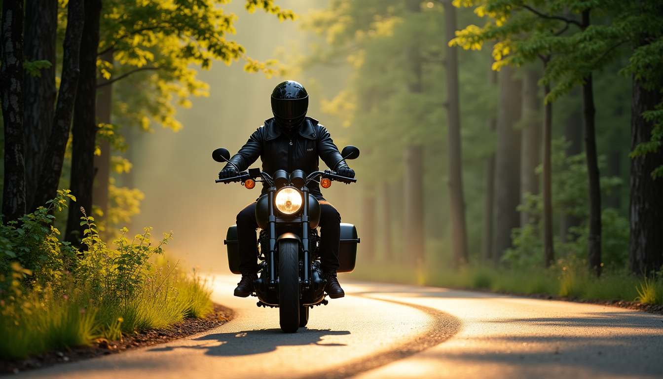 Illustration : ance paisible forêts d'europe de l'est (albanie), parcs — rouler en moto : une aventure qui libère l'esprit