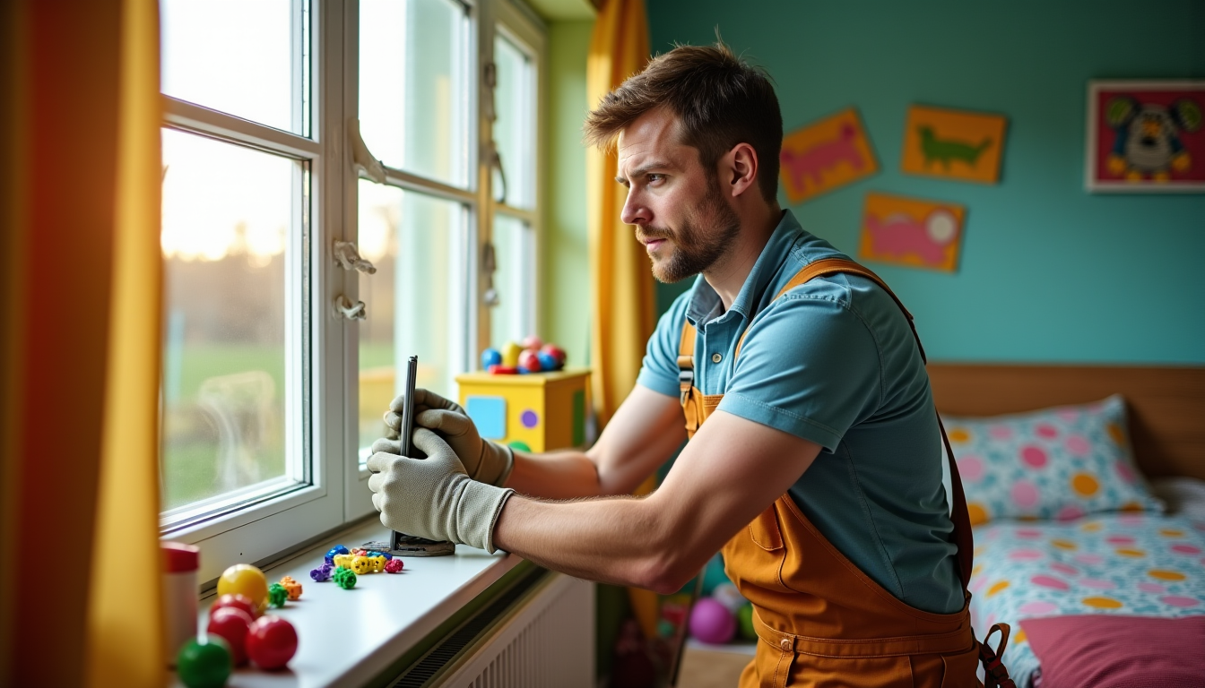 Illustration : les couvertes par les assurances ? garantissez-vous votre — changement de vitre dans une chambre d'enfant : faites appel à un vitrier à vernier