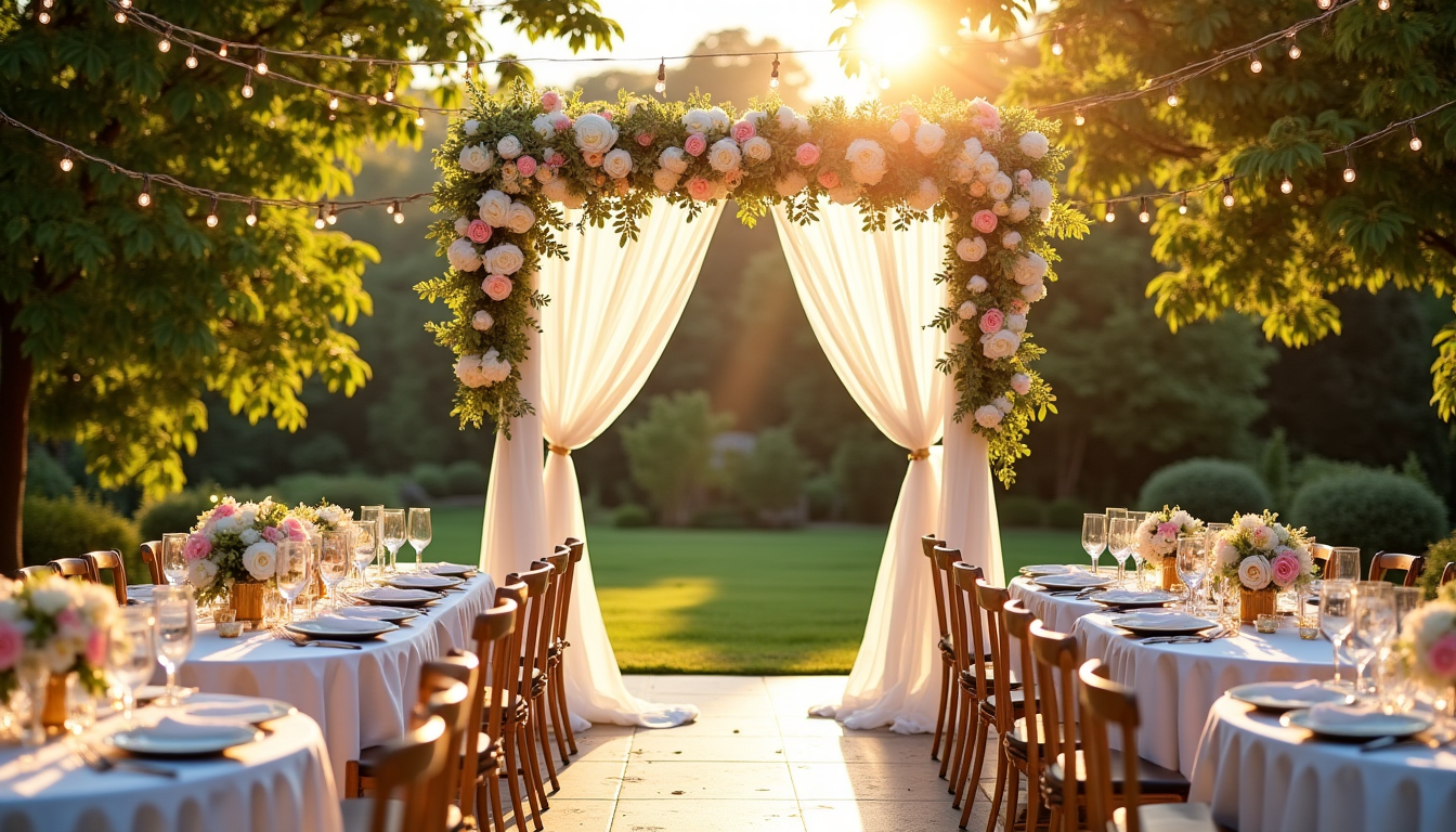 Illustration : "la vraie beauté d'une décoration de mariage réside — éléments essentiels pour une décoration de mariage réussie