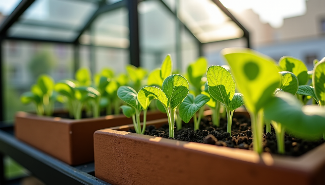 Illustration : observez également la taille de vos plantules par — utiliser une mini-serre et une jardinière de balcon pour vos semis ?