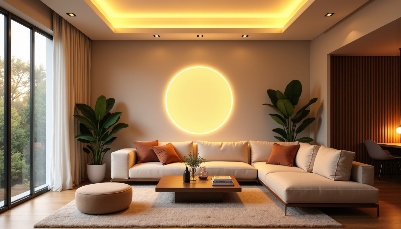 Illustration : tion de l'intérieur. possibilité de personnaliser les ambiances — un plafond lumineux peut transformer votre routine bien-être à domicile ?