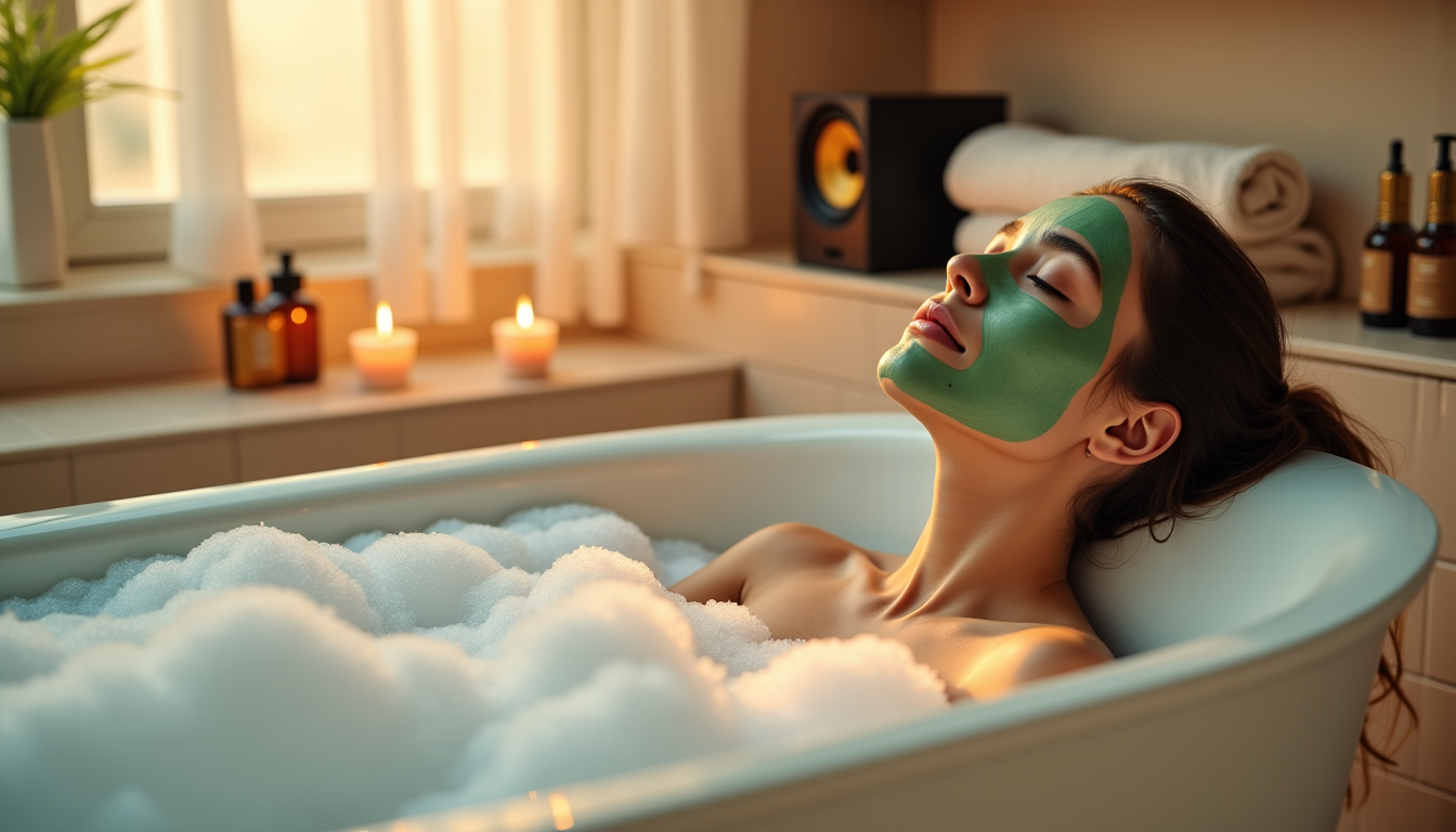 Illustration : soi. se chouchouter : prendre un bain relaxant, — retrouver du temps pour soi dans un quotidien chargé ?