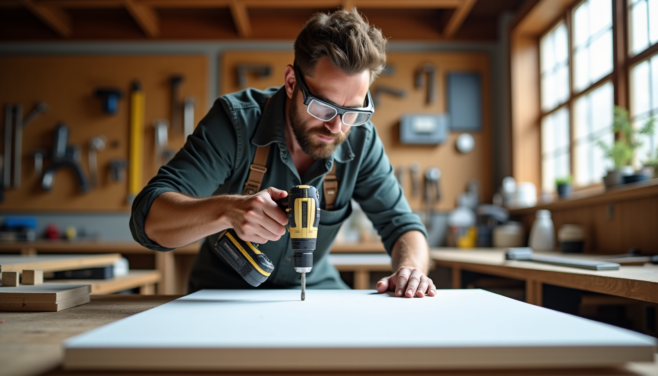 Illustration : pour percer les trous de vis, utilisez une — bien choisir, découper et poser vos panneaux en mélaminé blanc ?
