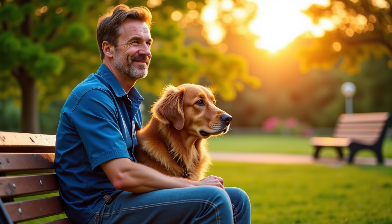 Illustration : hysique. libère des hormones de bien-être, renforce le — l'amitié entre l'homme et le chien : une complicité unique