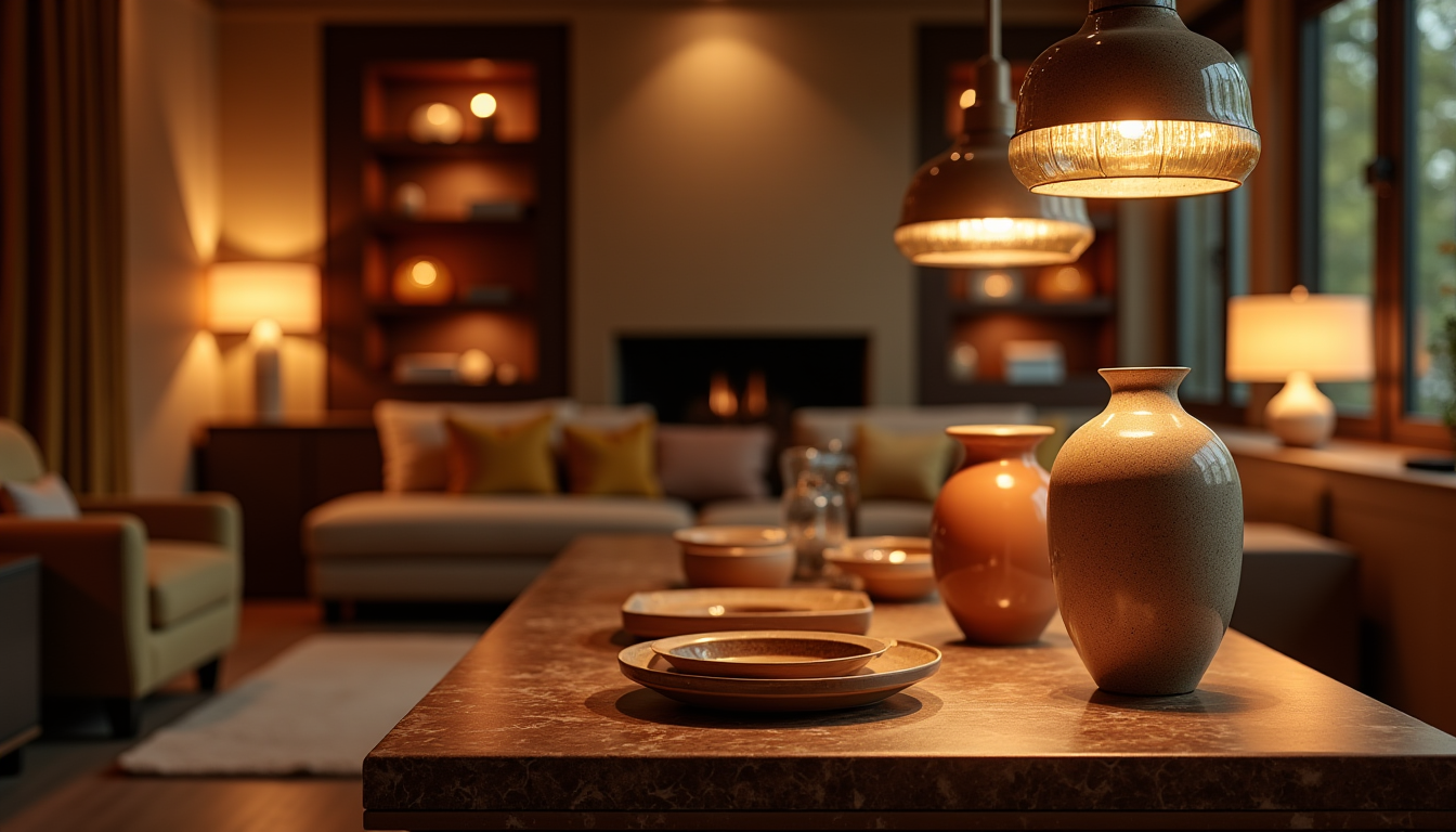 Illustration : ches brillantes et une patine chaleureuse luminaires, objets — secrets pour une ambiance chaleureuse et harmonieuse chez soi