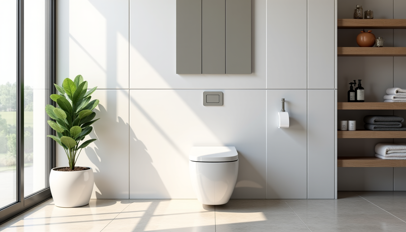 Illustration : pensez également aux options de rangement murales complémentaires, — salle de bain optimisée : les solutions wc compactes avec lavage des mains intégré