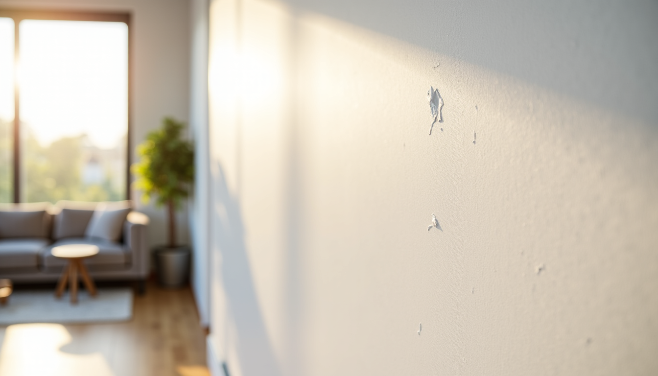 Illustration : une fois la fissure rebouchée et poncée, le — réparer un mur fissuré sans refaire toute la peinture ?