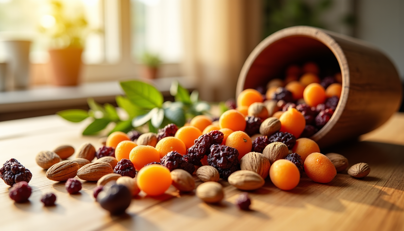 Illustration : la variété des fruits secs disponibles permet de — bienfaits insoupçonnés des fruits secs pour la santé des sportifs