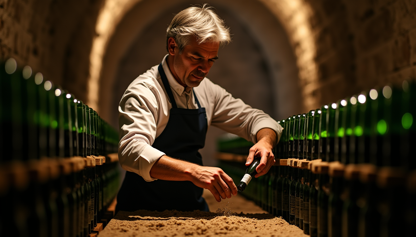 champagne wine: exploring its unique characteristics — next comes "riddling" (remuage), where bottles are gradually