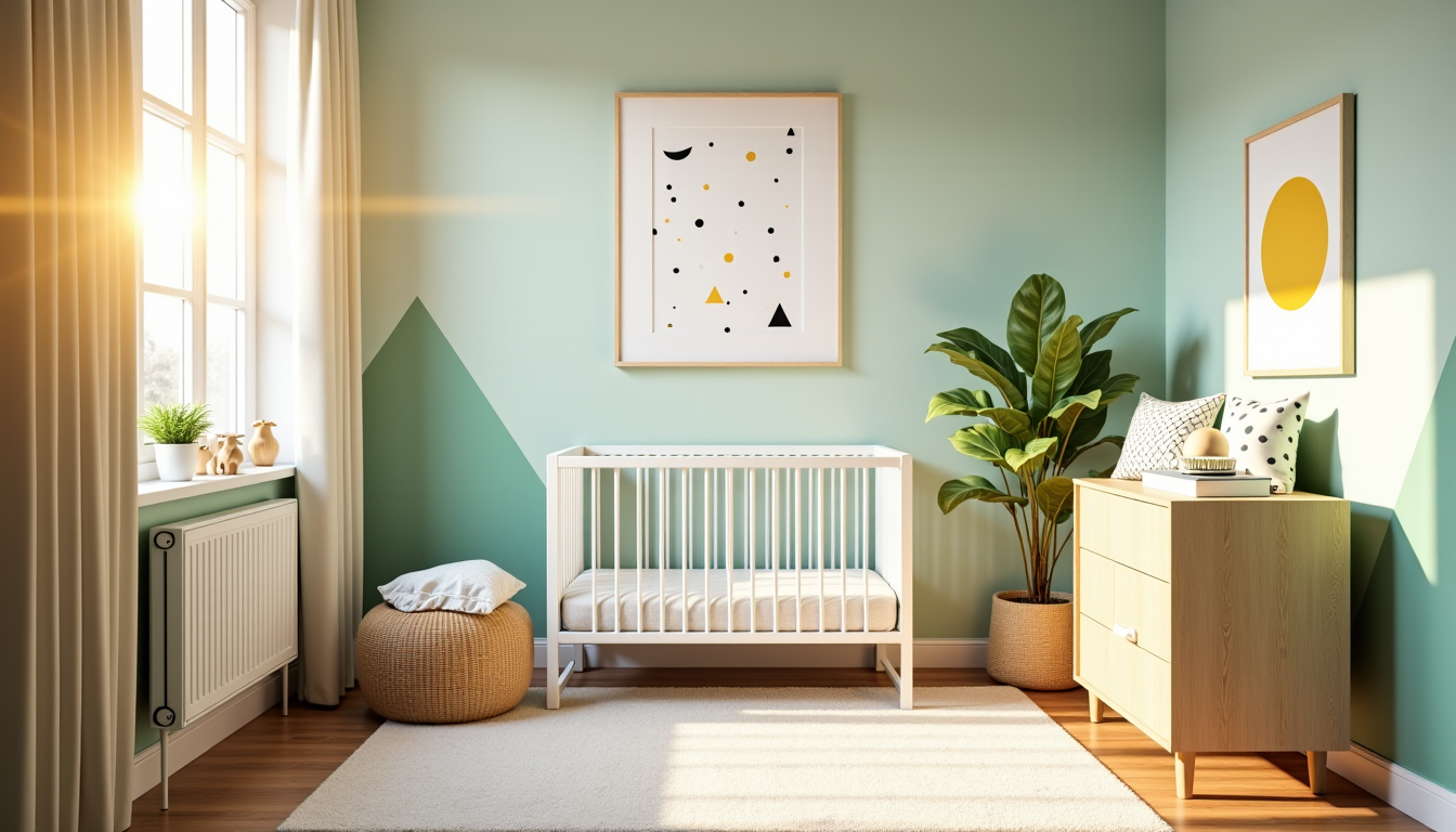 décorer une chambre de bébé non genrée et tendance — les motifs géométriques simples, comme les pois, les
