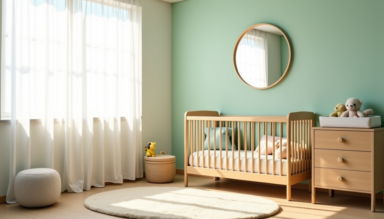 Illustration : pensez également aux miroirs sécurisés qui peuvent être — décorer une chambre de bébé non genrée et tendance