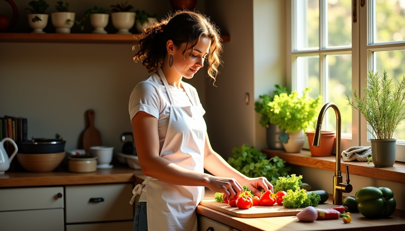 Illustration : marie, une cheffe reconnue pour son approche anti-gaspillage, — secrets pour réussir des plats savoureux à la maison