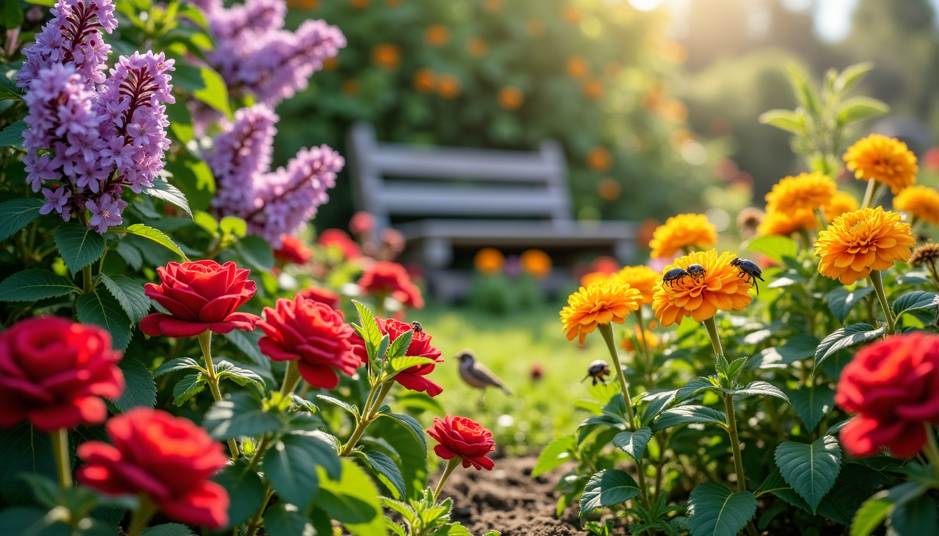 révélez la magie d'un jardin en pleine floraison — eurs et les prédateurs naturels des nuisibles, réduisant