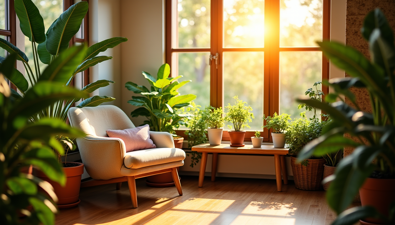inspirez votre espace intérieur avec des touches de verdure — ement sec et ensoleillé. un choix éclairé vous