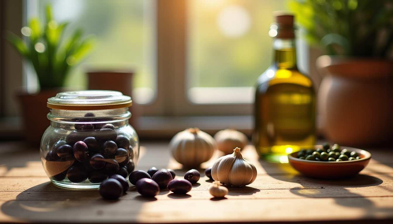 que préparer pour un apéro improvisé avec ce que l’on a déjà chez soi ? — une conserve d'olives noires dénoyautées, de l'huile d'olive,