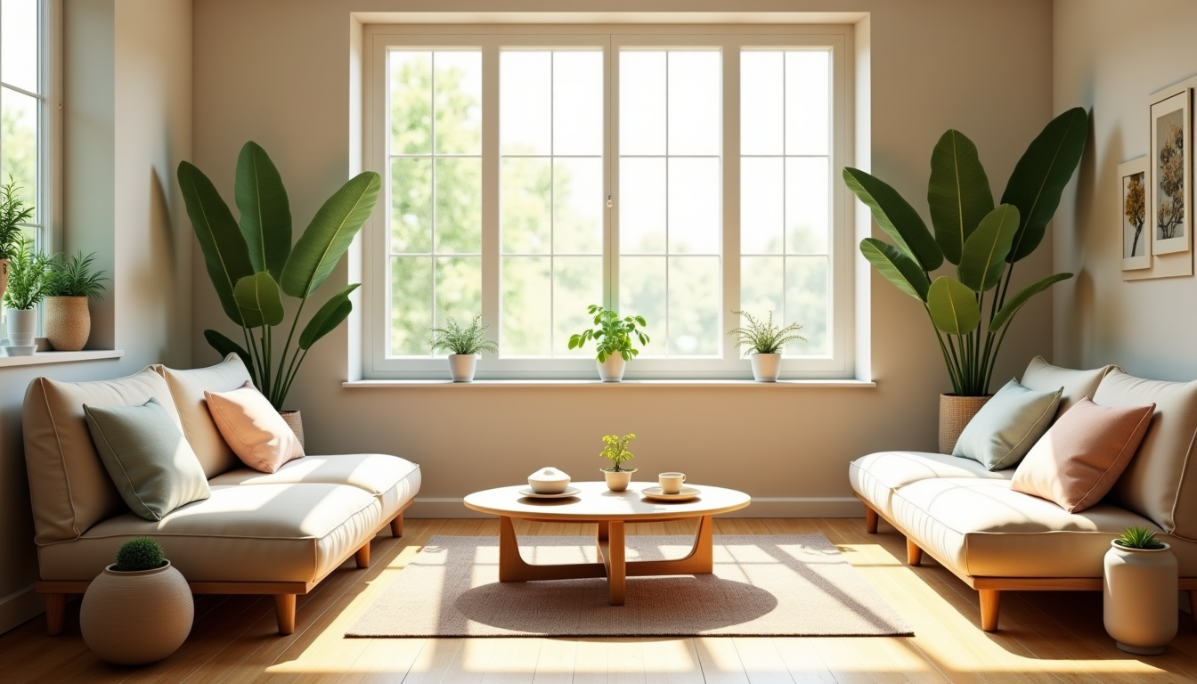 créer une ambiance zen avec des couleurs douces et naturelles — calme absolu, servant de base parfaite pour l'intégration