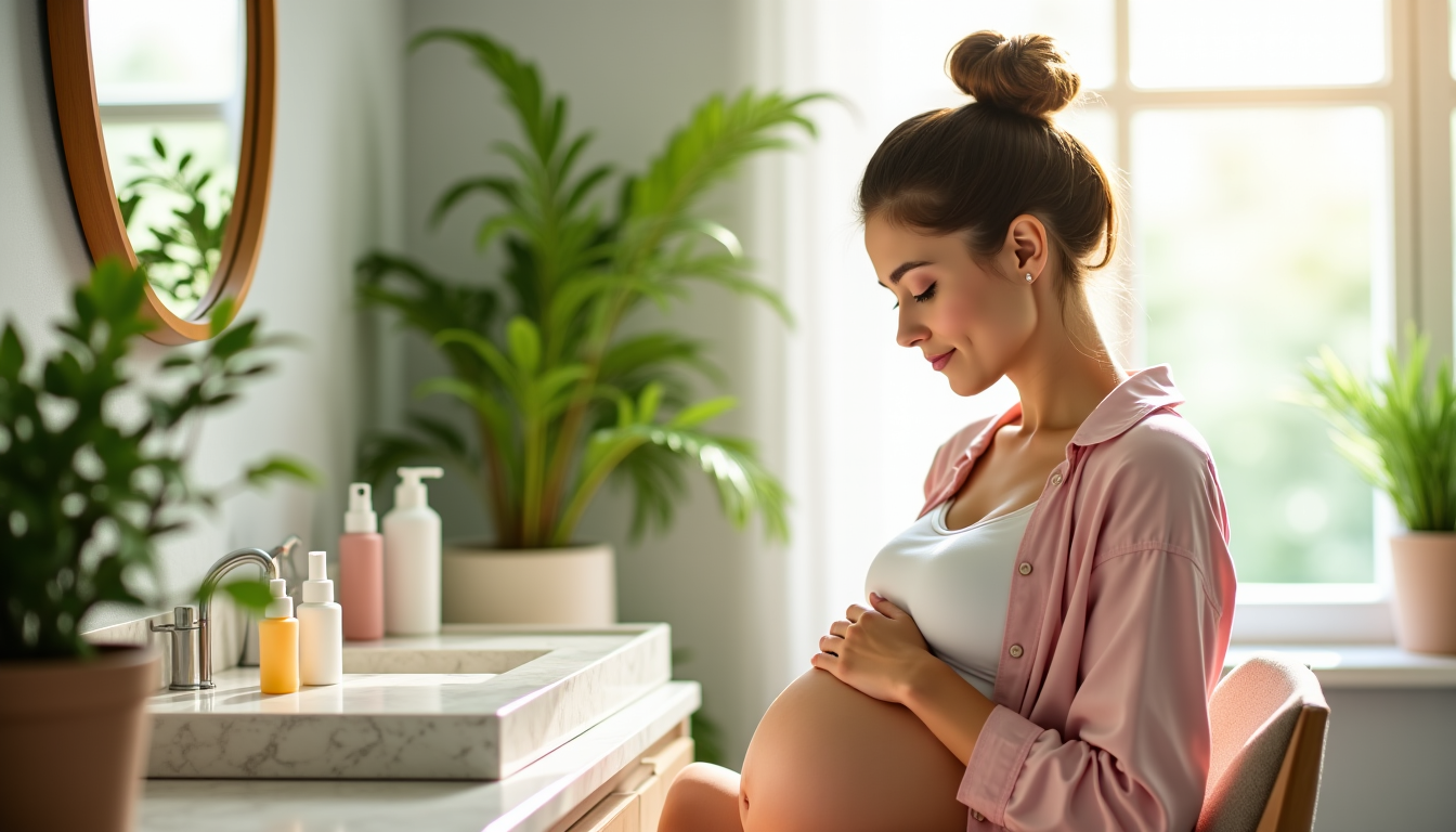 Illustration : au-delà d'une routine de base, la grossesse peut — routine beauté adaptée pour une femme enceinte : gestes essentiels au quotidien