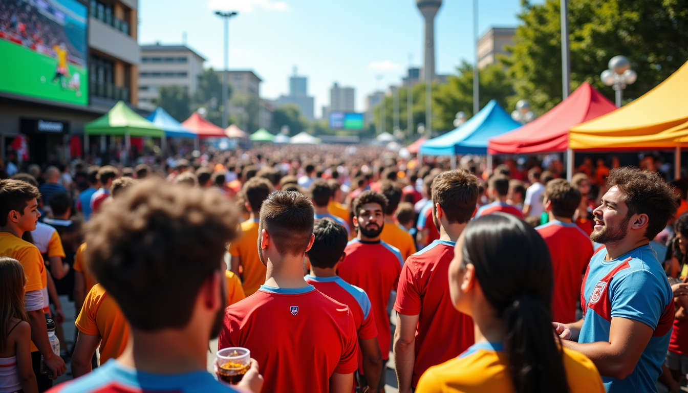 Illustration : ces espaces de convivialité sont des lieux d'échange — guide des activités incontournables dans une fan zone coupe du monde moderne