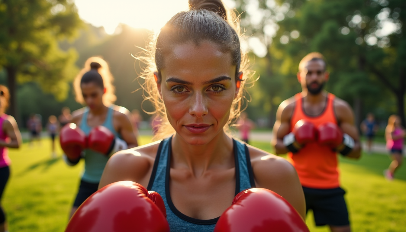 Illustration : "le véritable pouvoir du combo boxe et bootcamp — le combo boxe et bootcamp est le meilleur entraînement brûle-graisses