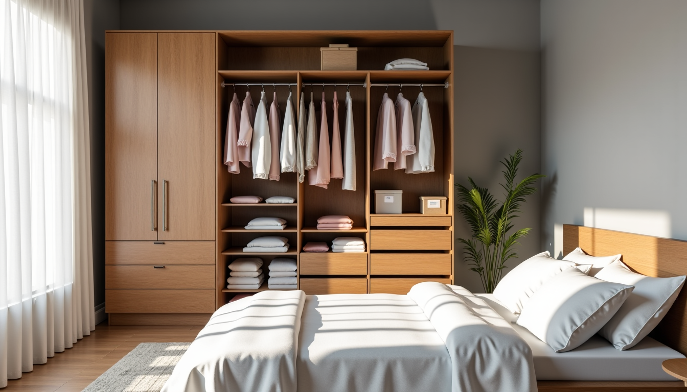 Illustration : une chambre, un dressing bien agencé ou des — aménagez votre espace : astuces pour une maison harmonieuse
