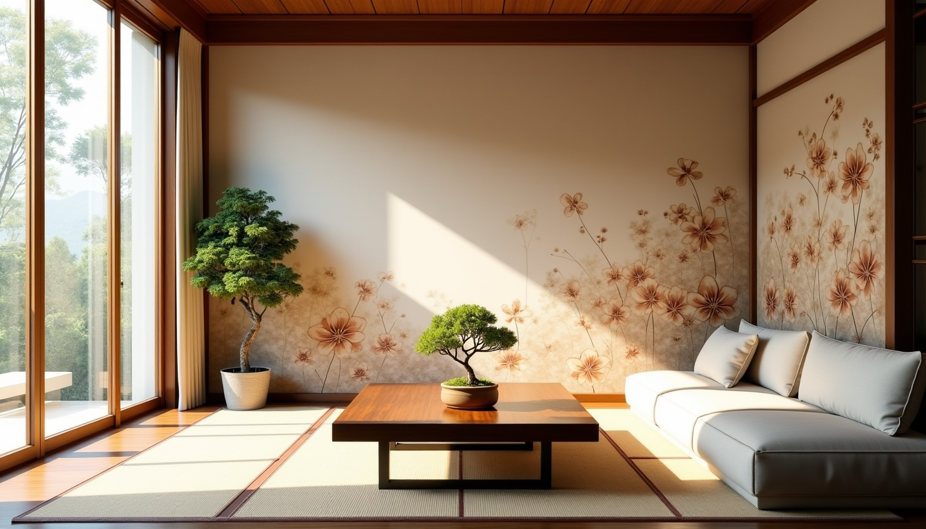 Illustration : l'intégration du papier peint japonais dans votre intérieur — papier peint japonais : élégance orientale et poésie naturelle pour votre intérieur