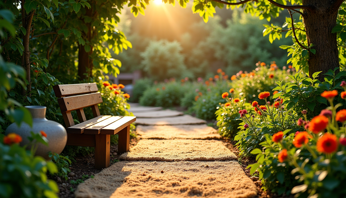 toile de coco : l'astuce d&eacute;co pour un jardin au charme authentique et sauvage &mdash; "l'int&eacute;gration de mat&eacute;riaux naturels dans l'am&eacute;nagement ext&eacute;rieur permet