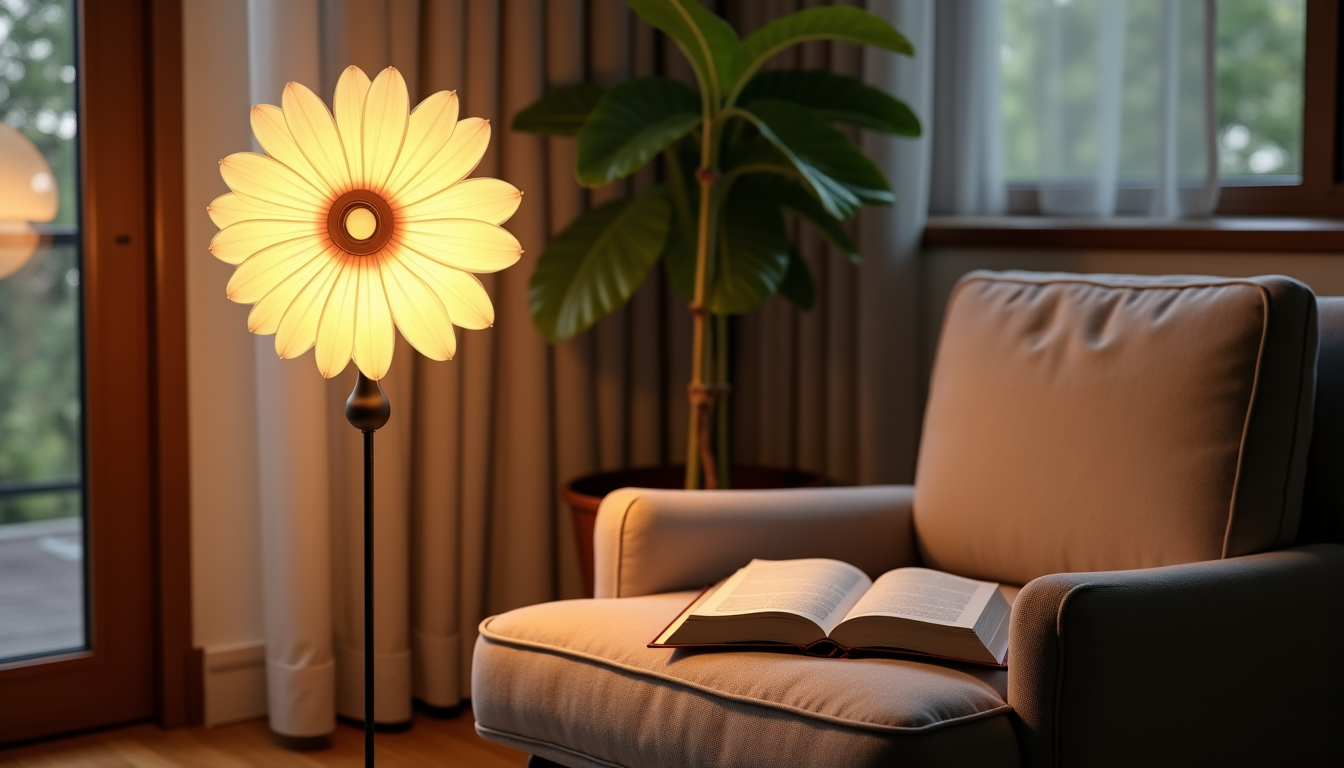 lampe sur pied fleur : l'accessoire idéal pour un coin lecture lumineux — e orientable ou un abat-jour dirigeant la lumière
