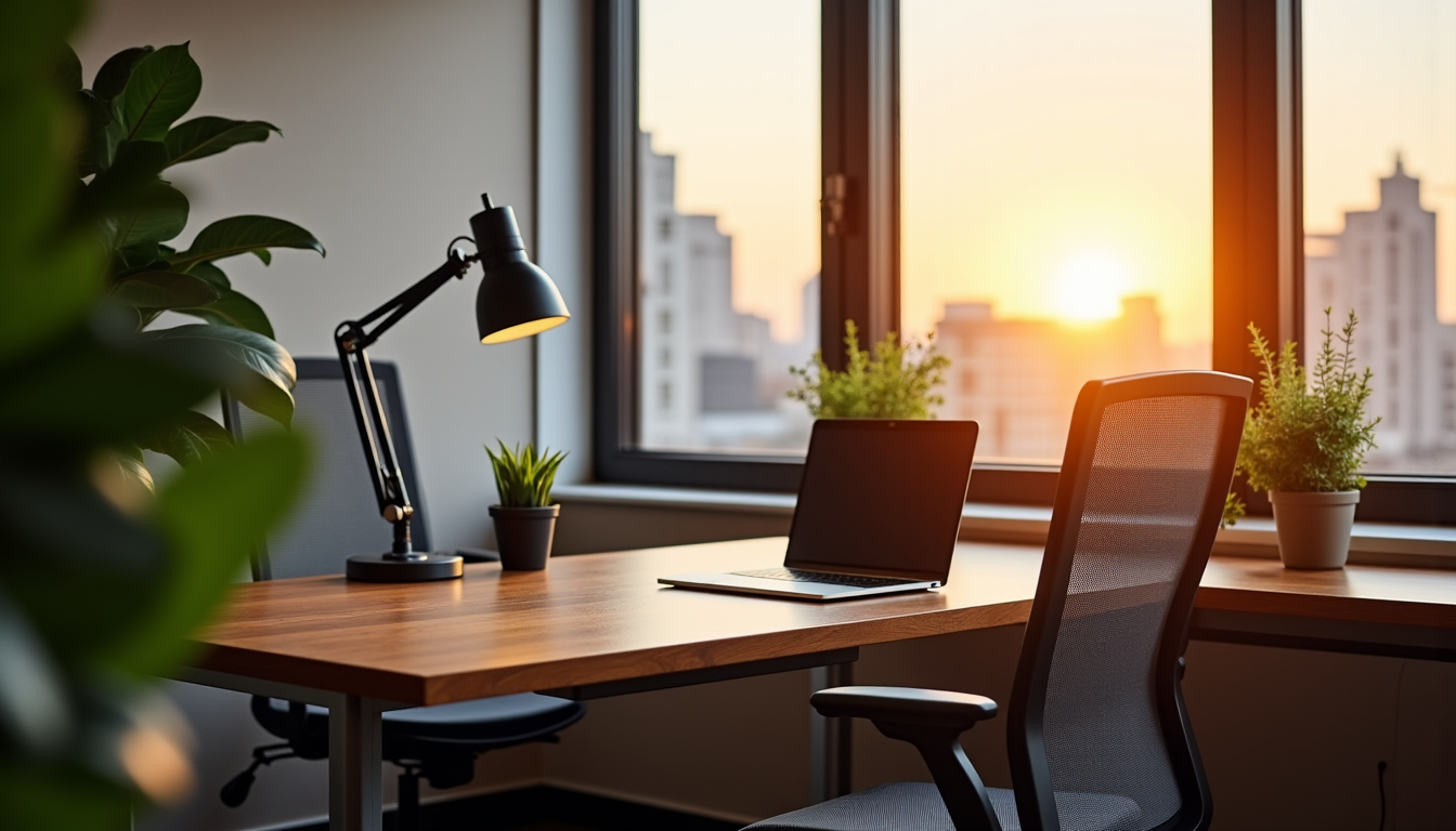 bien aménager un bureau d'angle pour optimiser son espace de travail — la hauteur standard des bureaux est souvent de