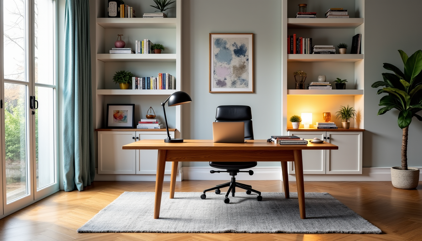 Illustration : l'intégration harmonieuse de votre bureau d'angle dans l'esthétique — bien aménager un bureau d'angle pour optimiser son espace de travail