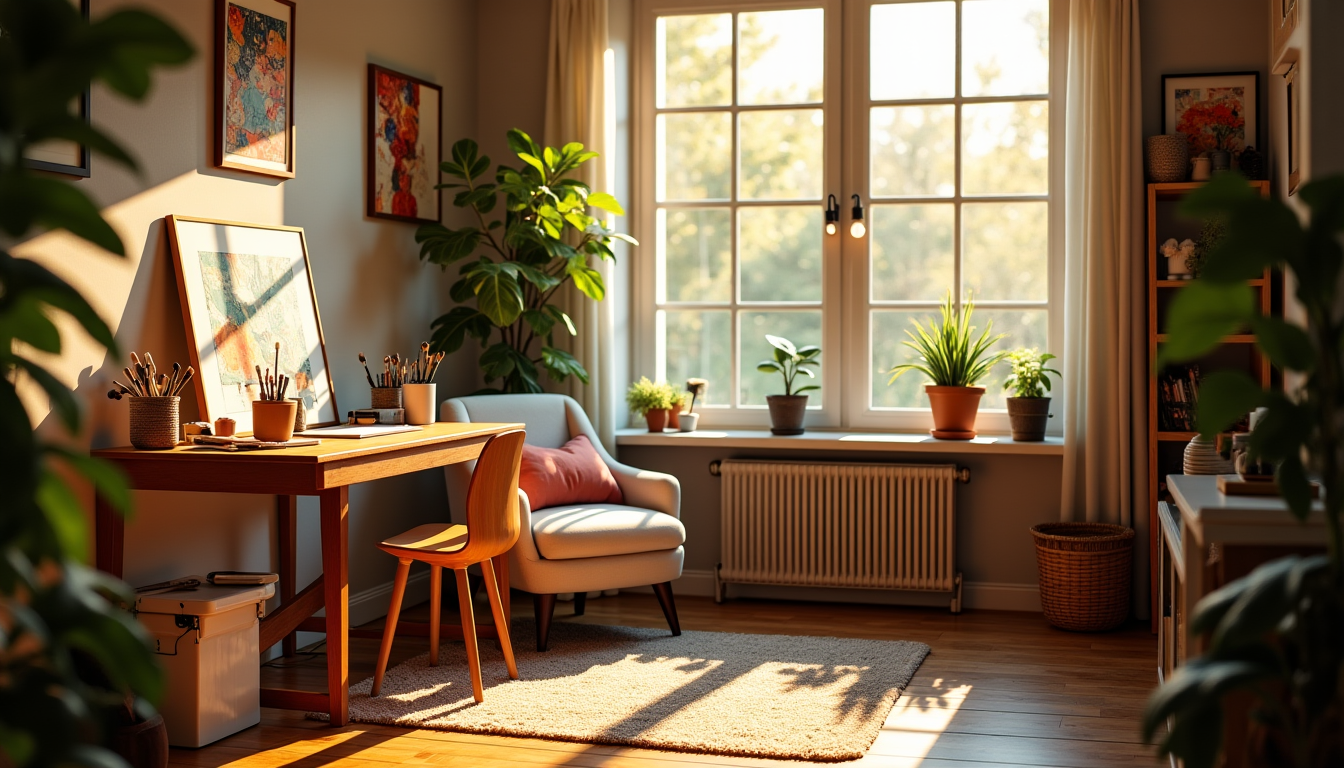 créer un espace inspirant dans votre atelier maison — considérez également le niveau de bruit. un endroit