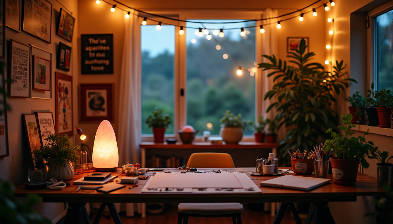 Illustration : pensez également à l'ambiance. des lumières d'appoint, des — créer un espace inspirant dans votre atelier maison