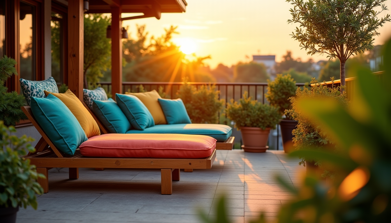 Illustration : pour les espaces extérieurs, comme une terrasse ou — un simple coussin transforme votre espace de vie