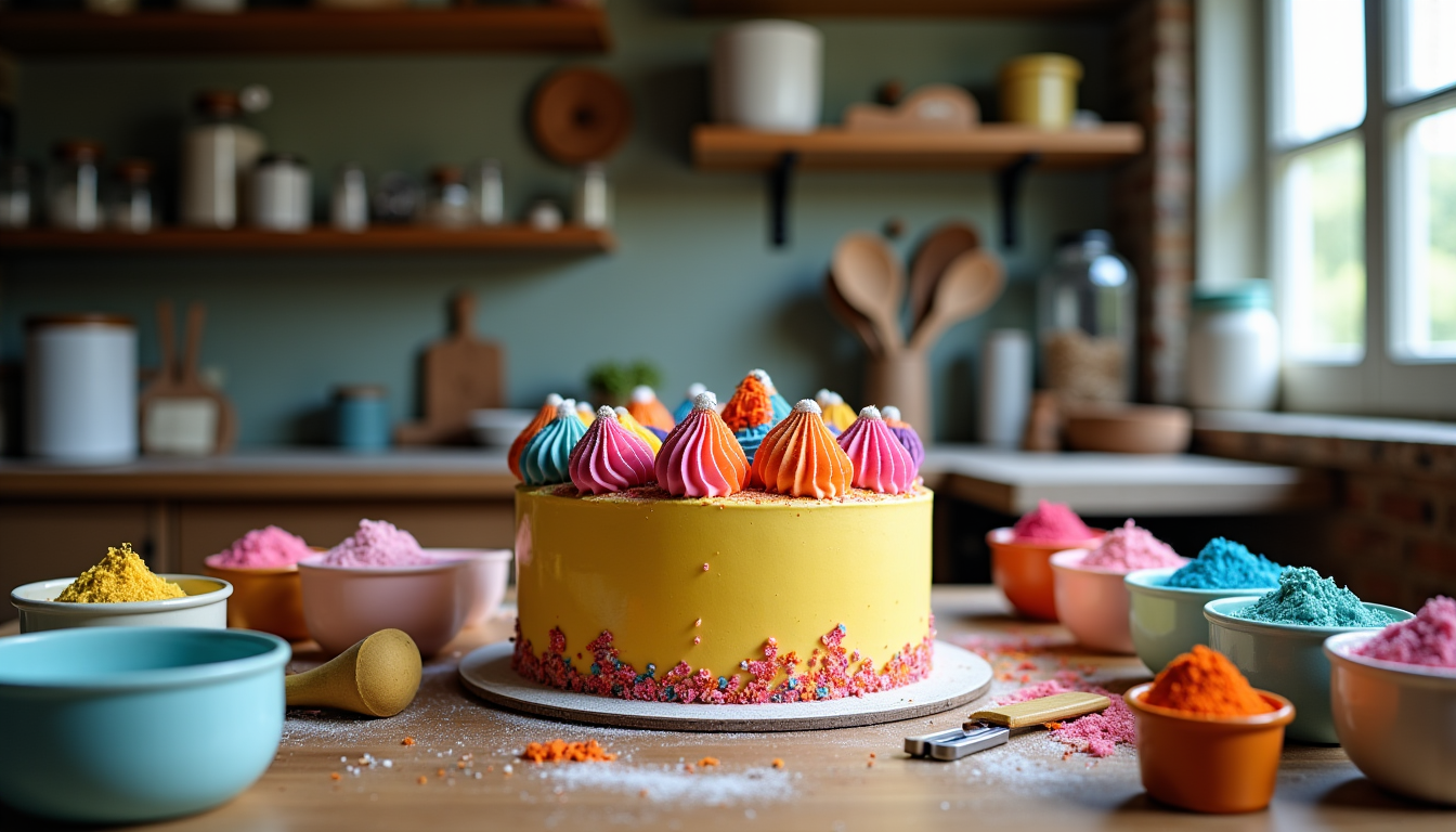 décorez votre gâteau maison avec des techniques créatives — ou poudre, ils permettent de teinter vos crèmes
