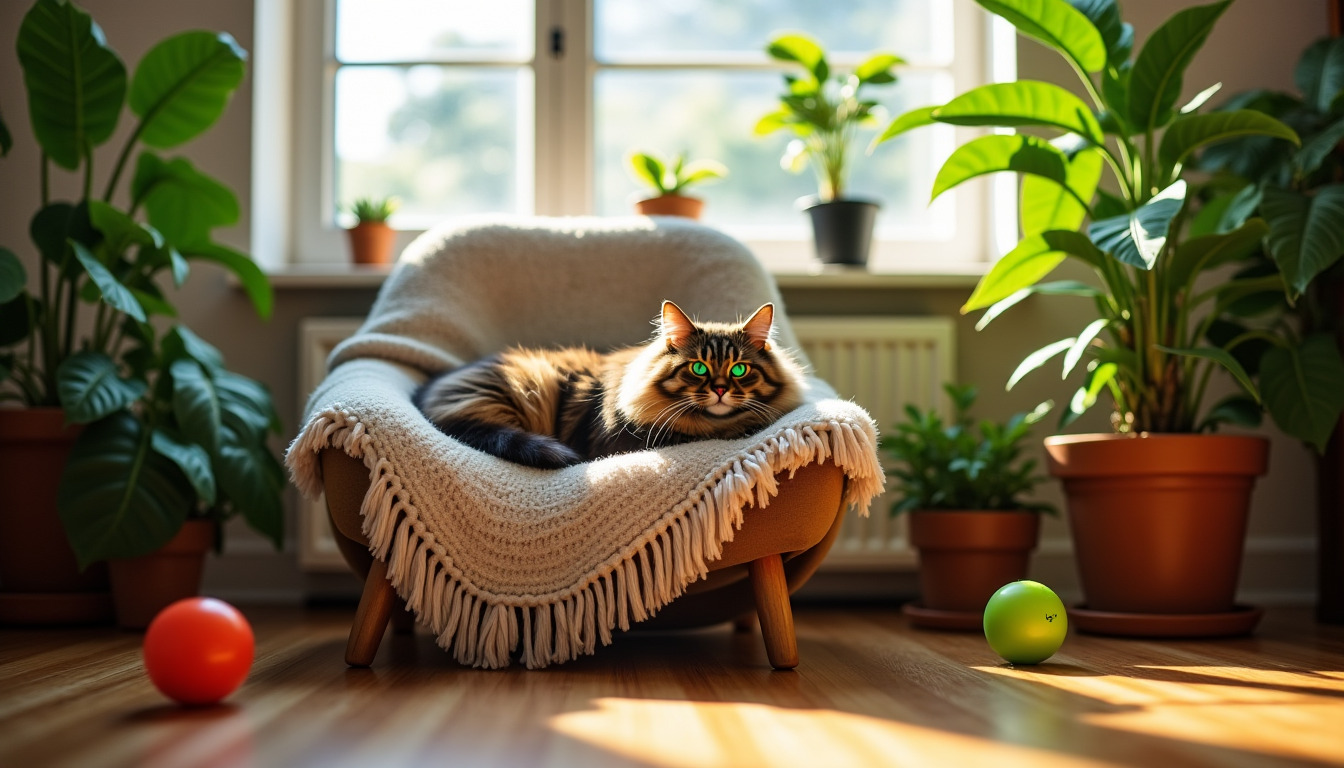 Illustration : "le bonheur d'un chat ne se mesure pas — savoir si mon chat est heureux en appartement