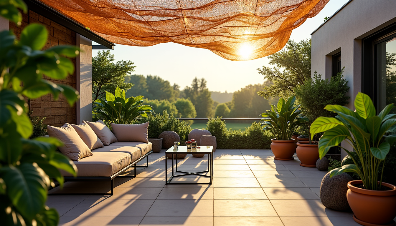 Illustration : très prisées pour leur capacité à réfléchir la — choisir des filets de camouflage pour ombrager votre terrasse ou jardin en été ?
