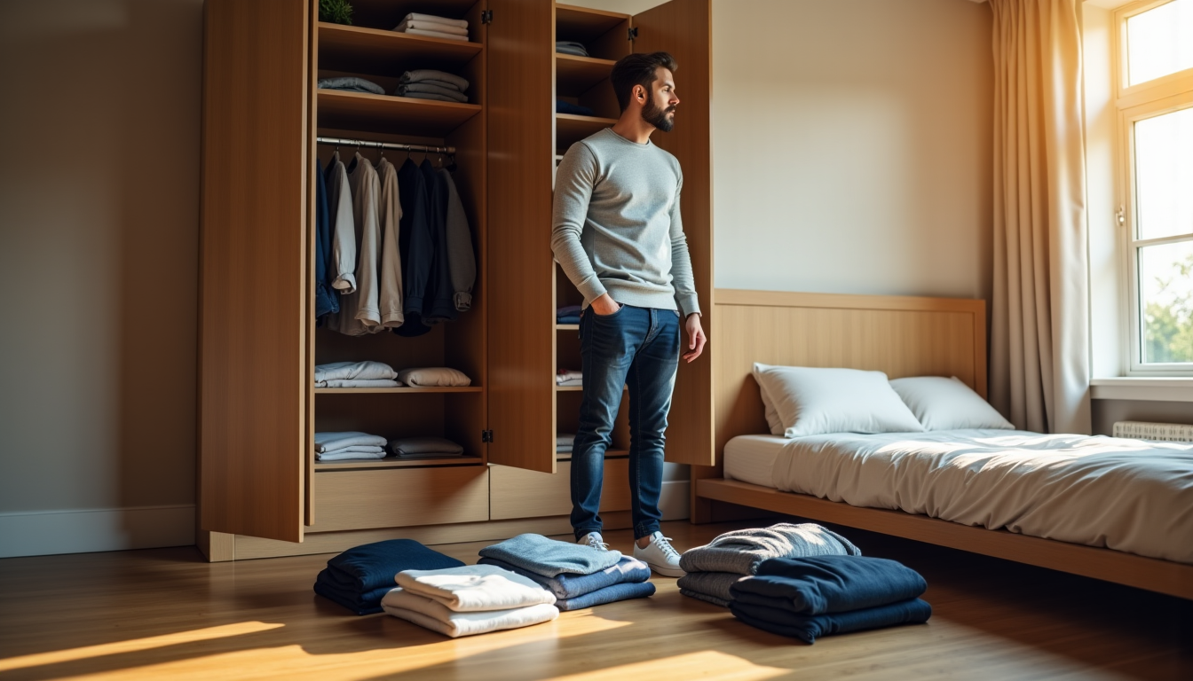 organiser un dressing masculin fonctionnel de a à z ? — créez trois piles distinctes : "à garder", "à
