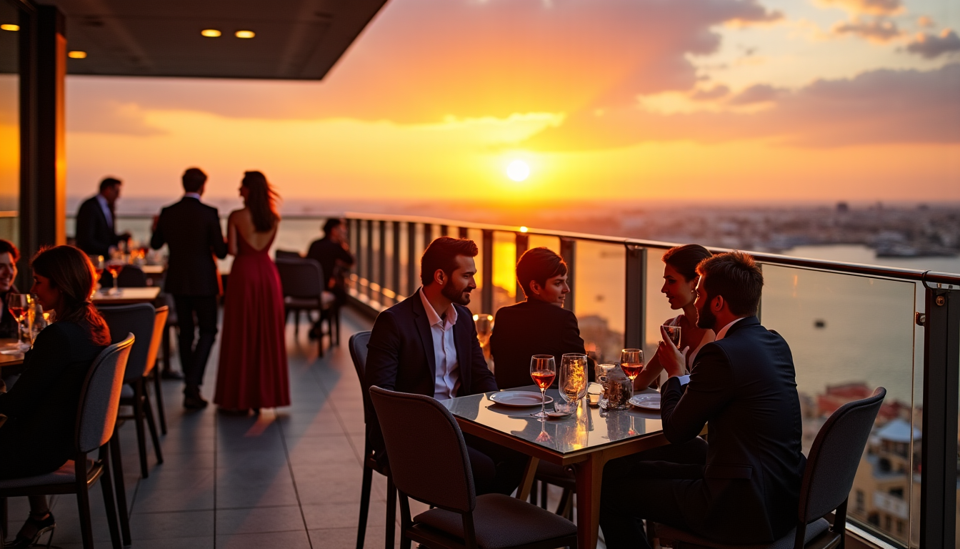 Illustration : "l'élégance est la seule beauté qui ne se — découvrez le twentytwo à malte : le rooftop exclusif au 22ème étage de la portomaso tower