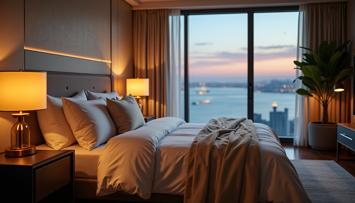 Illustration : e, dynamise le lit coton peigné, lin lavé, — sublimer un espace avec les codes déco de hotel de la falaise ?