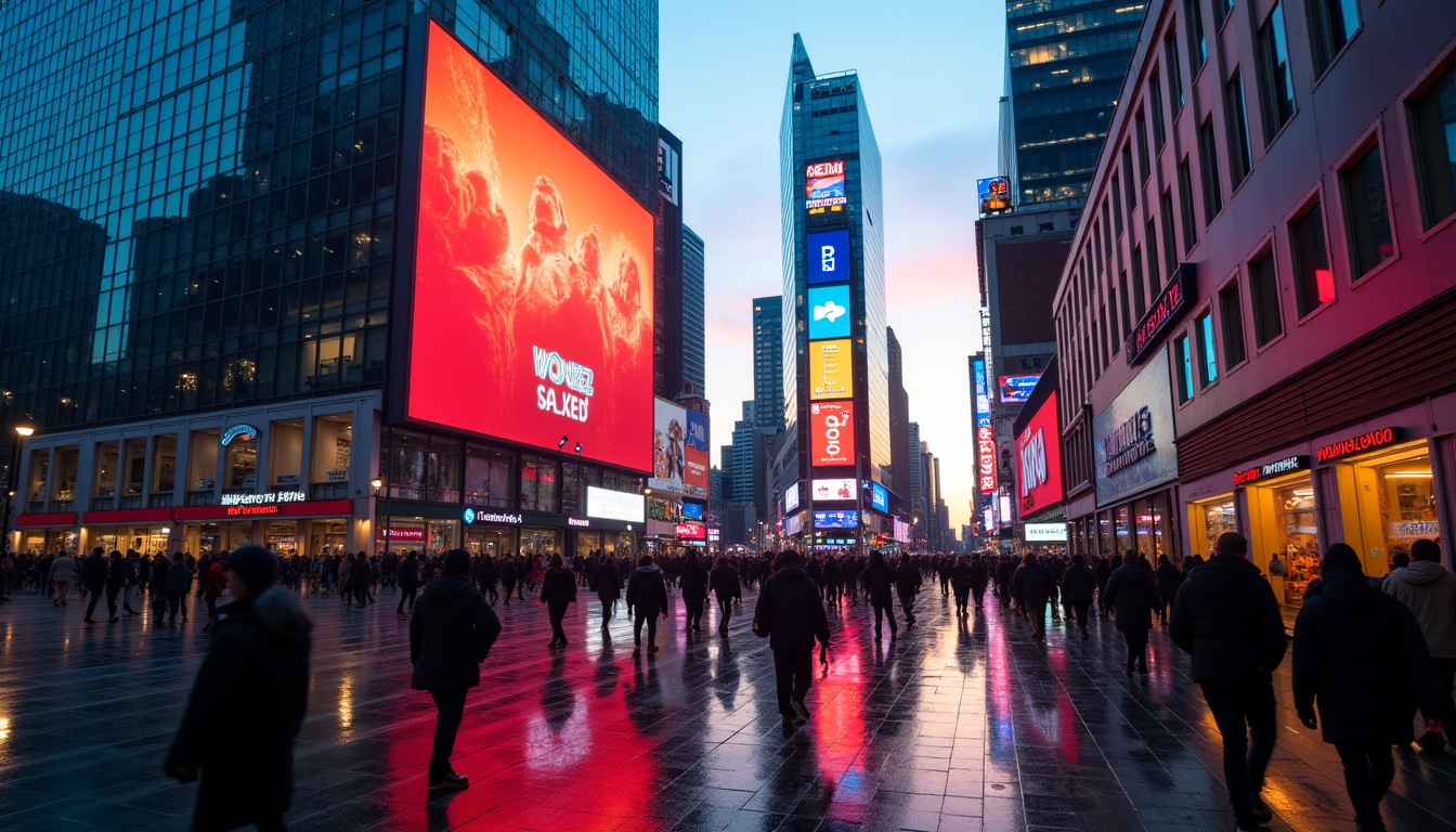 Illustration : panneau publicitaire led, &eacute;cran g&eacute;ant en centre-ville, affichage &mdash; affichage dynamique sur &eacute;cran led : un levier puissant pour votre notori&eacute;t&eacute;