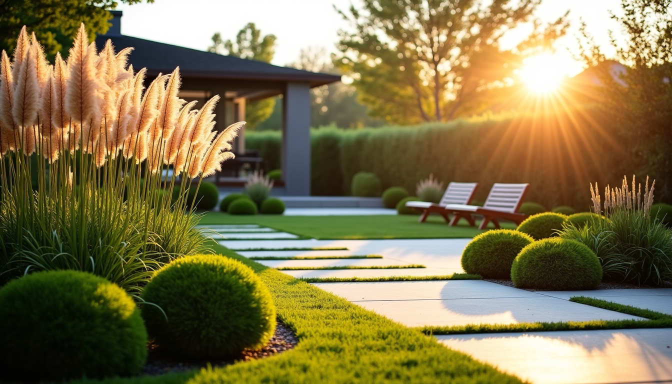 Illustration : un grand jardin, tandis que des arbustes plus — aménagement extérieur : les erreurs à éviter pour un jardin moderne