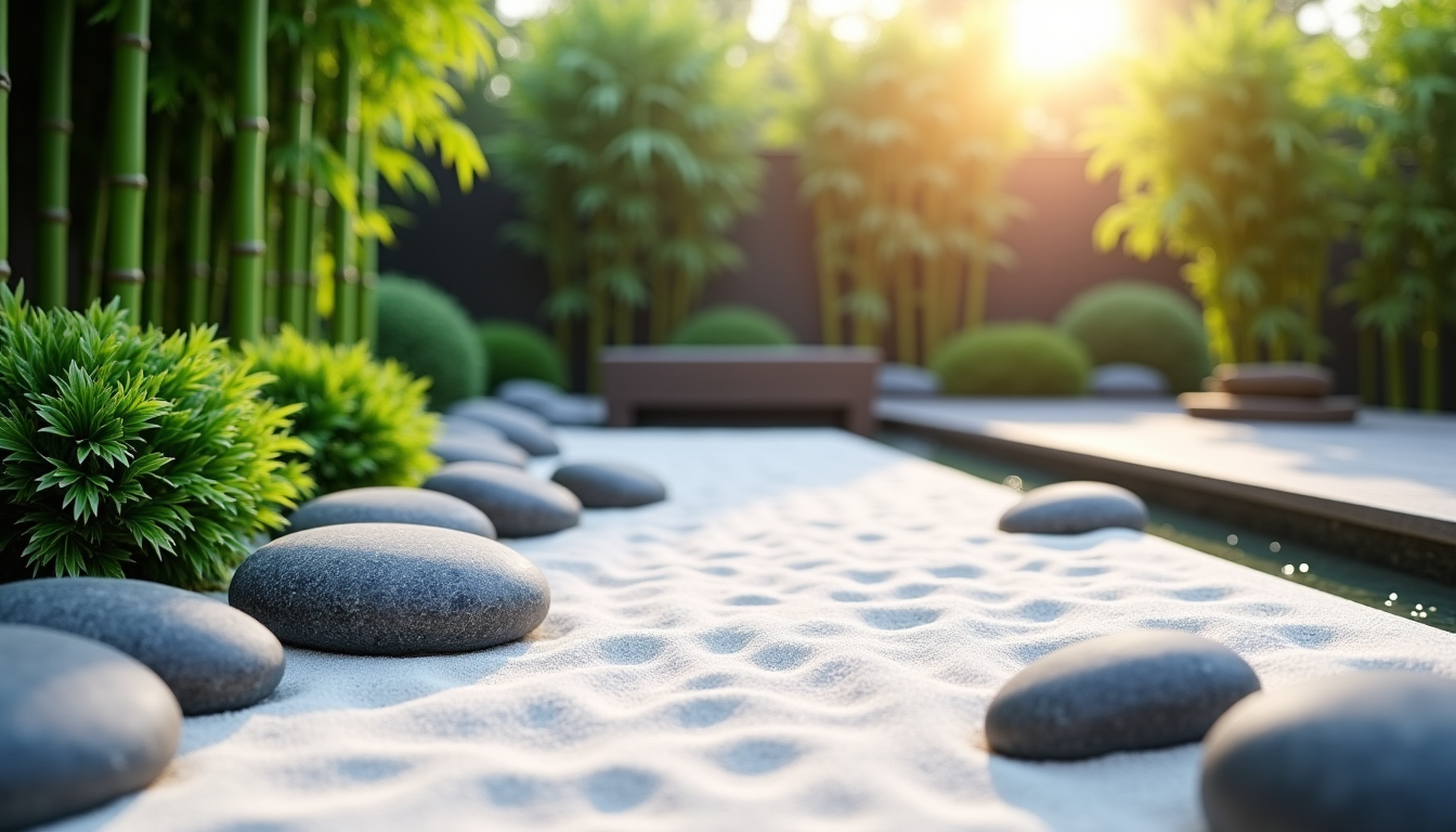 Illustration : « la beauté d'un jardin zen ne réside — aménager un jardin zen et moderne sans se ruiner