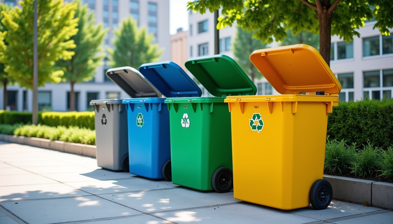 Illustration : pour des volumes plus importants, les bornes d'apport — poubelles de tri sélectif pour collectivités : guide complet d’achat et d’installation